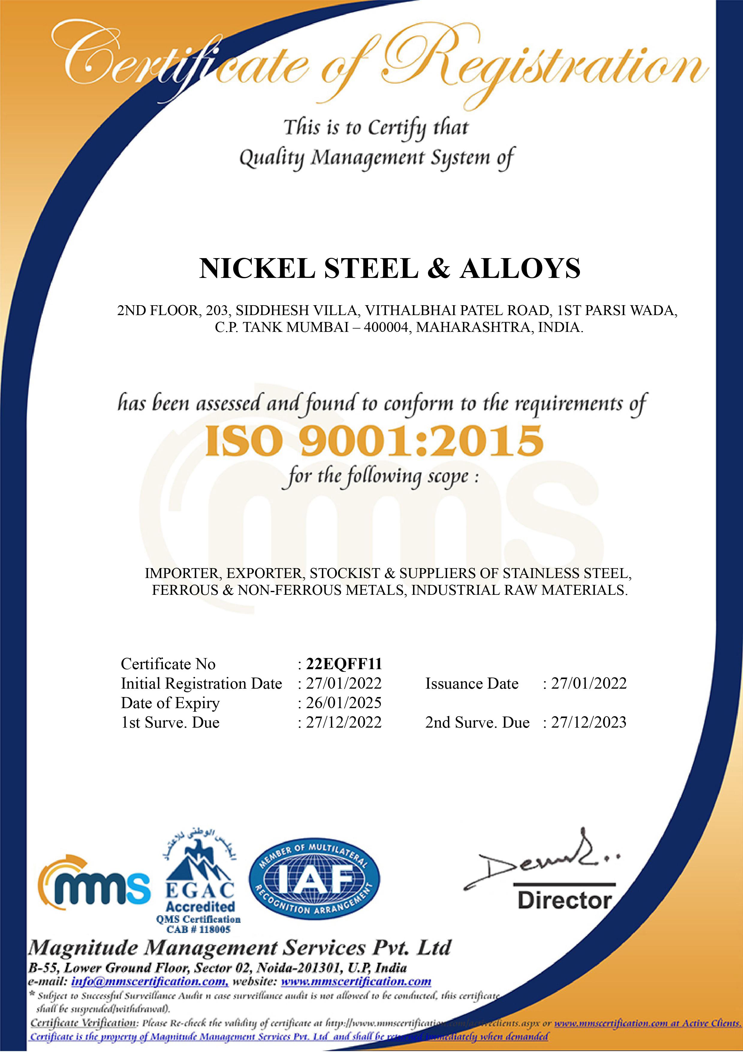 ISO Certificate